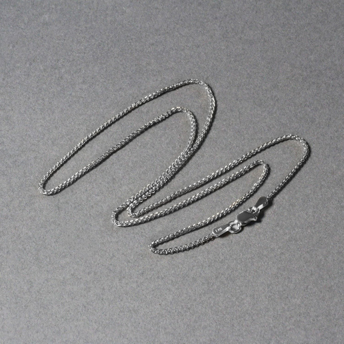 14k White Gold Diamond Cut Round Wheat Chain 1.2mm - LinkagejewelrydesignLinkagejewelrydesign