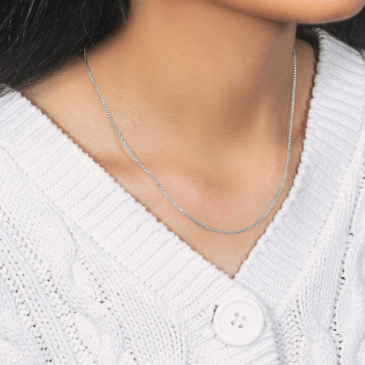 14k White Gold Diamond Cut Round Wheat Chain 1.2mm - LinkagejewelrydesignLinkagejewelrydesign