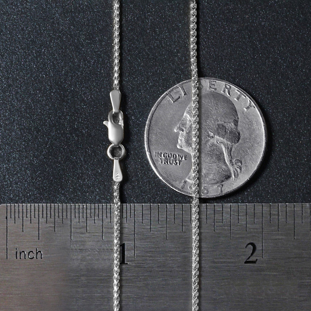 14k White Gold Diamond Cut Round Wheat Chain 1.2mm - LinkagejewelrydesignLinkagejewelrydesign