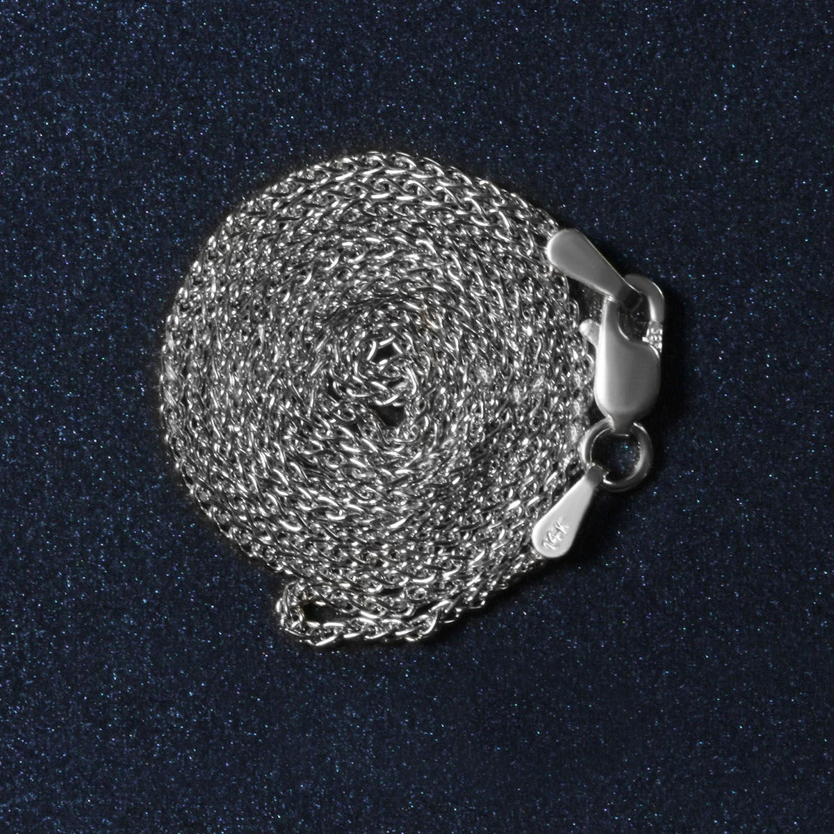 14k White Gold Diamond Cut Round Wheat Chain 1.2mm - LinkagejewelrydesignLinkagejewelrydesign