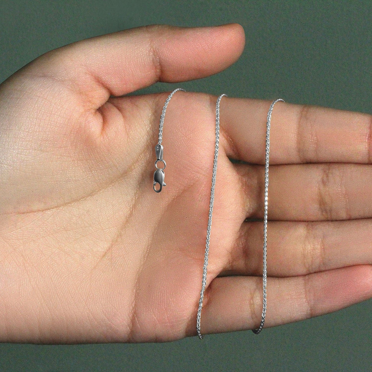 14k White Gold Diamond Cut Round Wheat Chain 1.2mm - LinkagejewelrydesignLinkagejewelrydesign