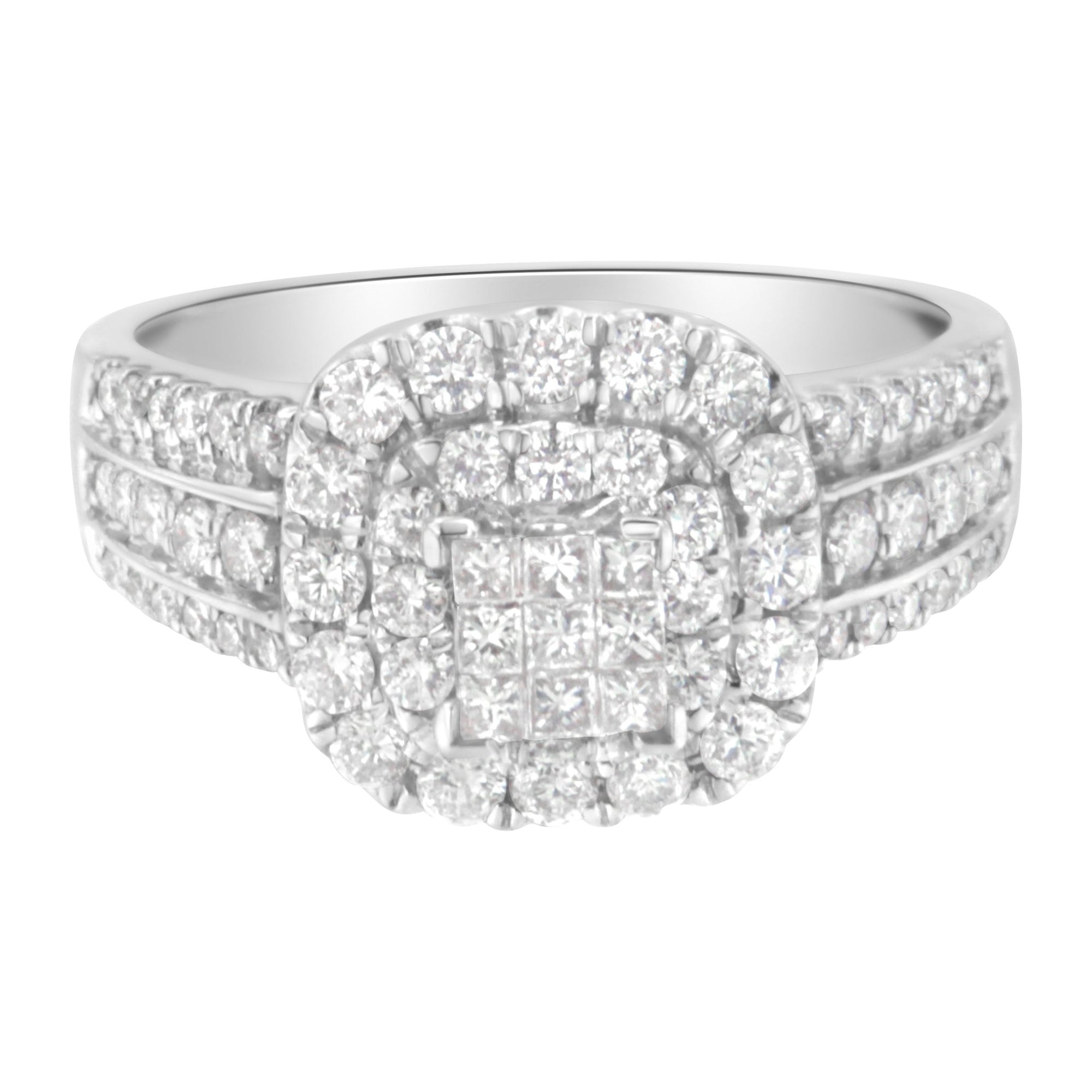 14K White Gold Diamond Vintage Ring (1 cttw, H - I Color, I1 - I2 Clarity) - LinkagejewelrydesignLinkagejewelrydesign