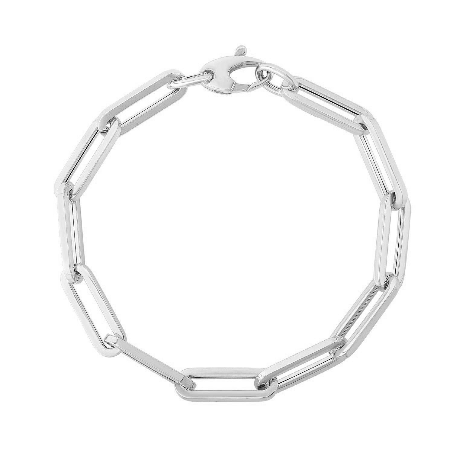 14K White Gold Extra Wide Paperclip Chain Bracelet (6.10 mm) - LinkagejewelrydesignLinkagejewelrydesign