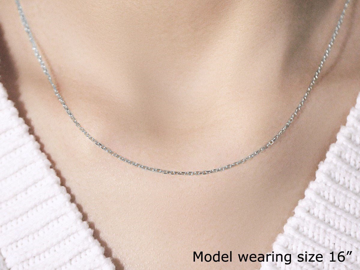 14k White Gold Faceted Cable Link Chain 1.3mm - LinkagejewelrydesignLinkagejewelrydesign