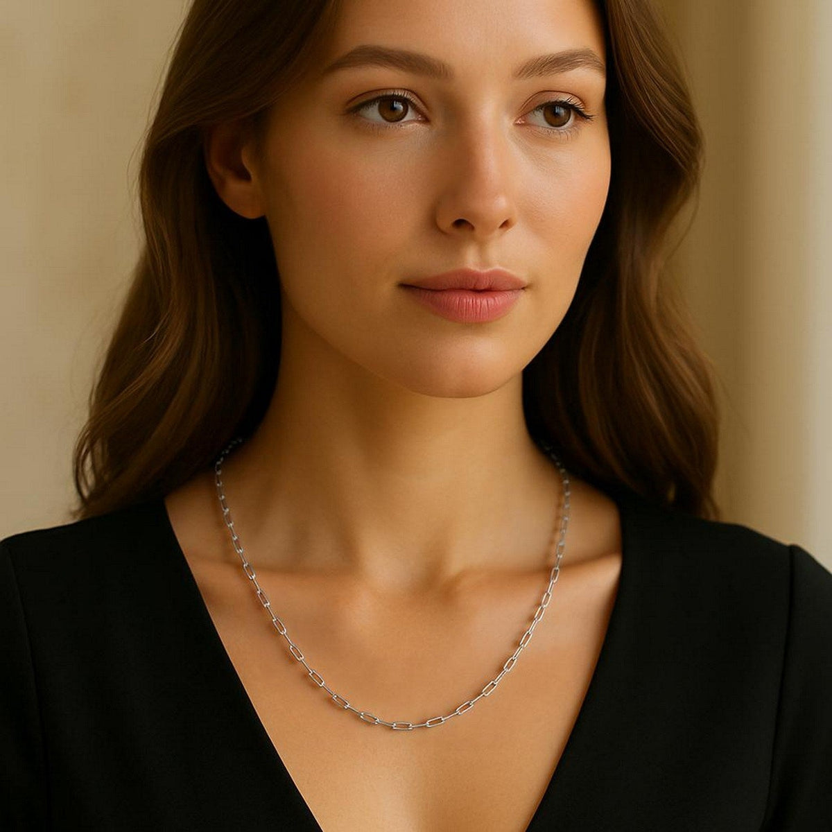 14K White Gold Fine Paperclip Chain (1.50 mm) - LinkagejewelrydesignLinkagejewelrydesign