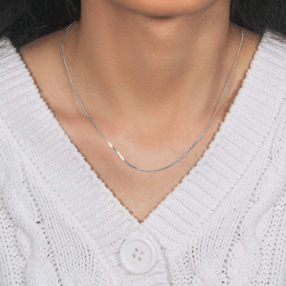 14k White Gold Franco Chain 0.9mm - LinkagejewelrydesignLinkagejewelrydesign