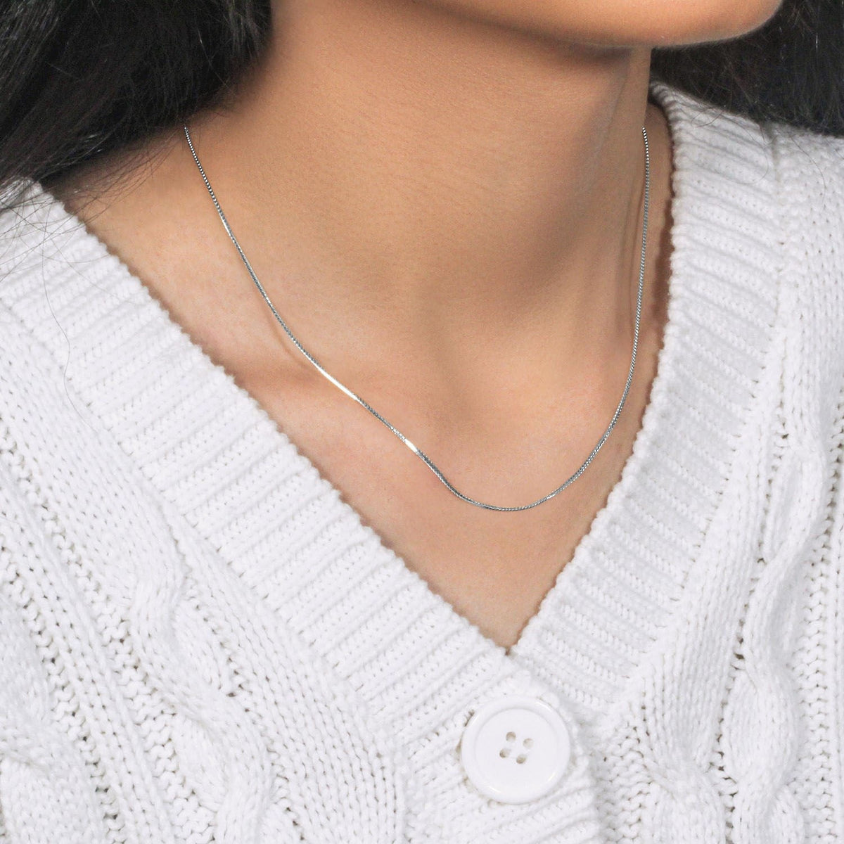 14k White Gold Franco Chain 0.9mm - LinkagejewelrydesignLinkagejewelrydesign