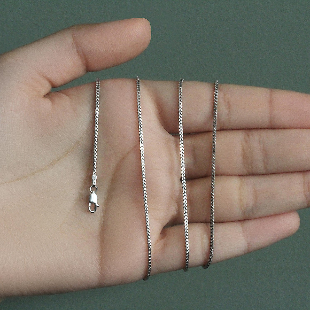 14k White Gold Franco Chain 1.2mm - LinkagejewelrydesignLinkagejewelrydesign