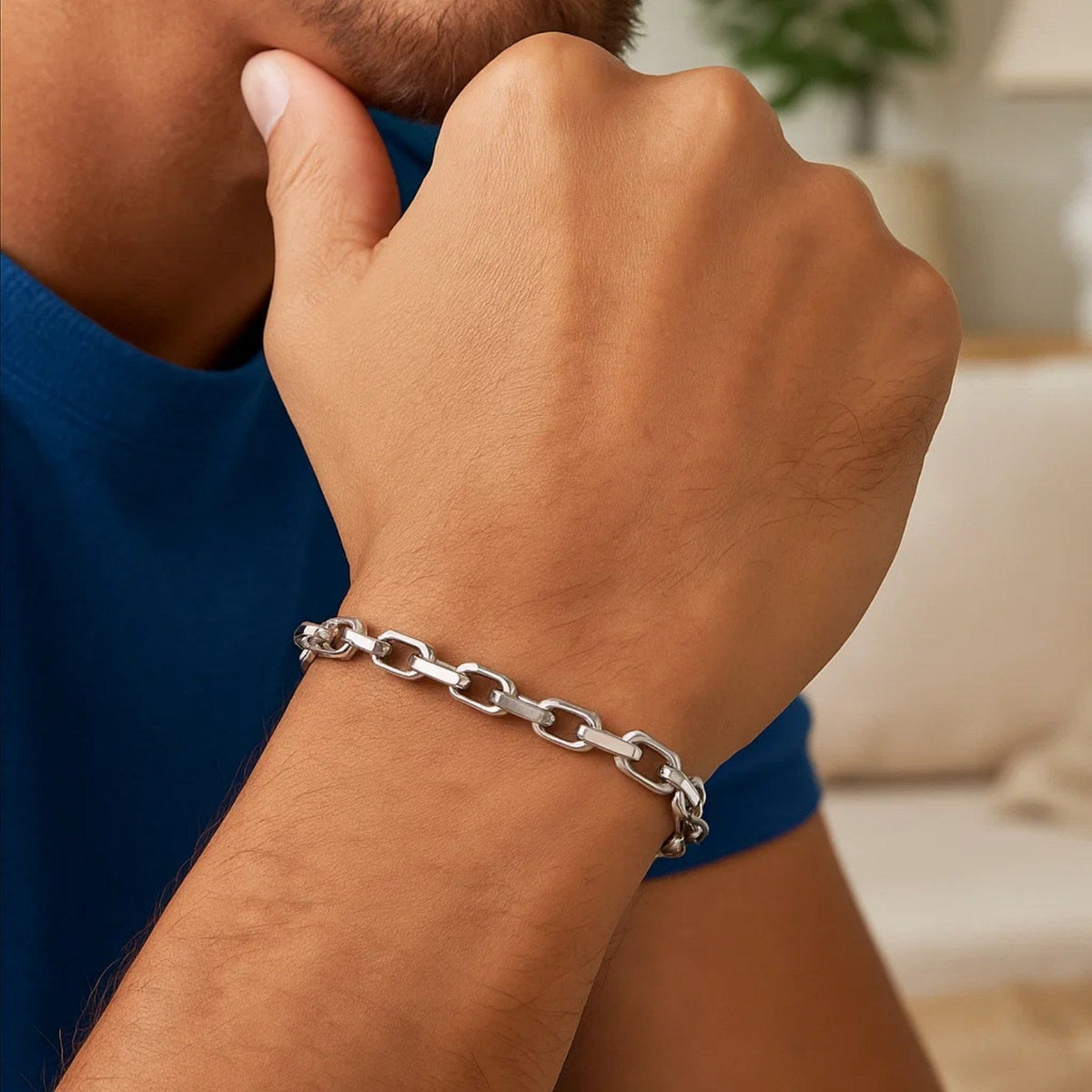 14k White Gold French Cable Chain Bracelet (4.80 mm) - LinkagejewelrydesignLinkagejewelrydesign
