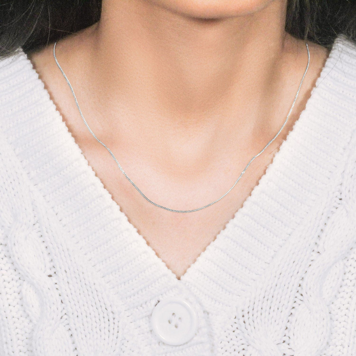 14k White Gold Gourmette Chain 1.0mm - LinkagejewelrydesignLinkagejewelrydesign