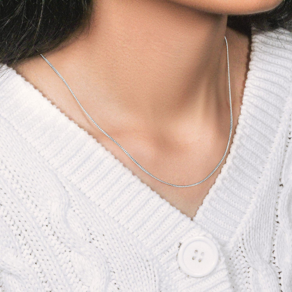 14k White Gold Gourmette Chain 1.5mm - LinkagejewelrydesignLinkagejewelrydesign