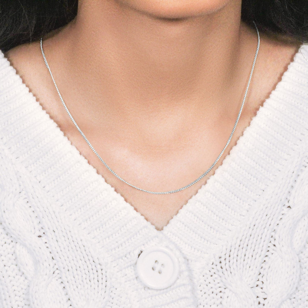 14k White Gold Gourmette Chain 1.5mm - LinkagejewelrydesignLinkagejewelrydesign