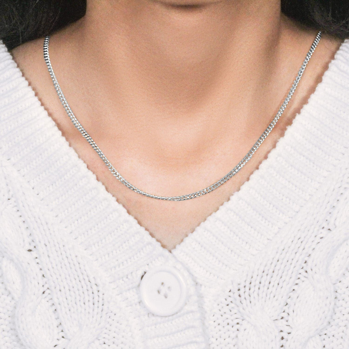 14K White Gold Gourmette Chain (2.80 mm) - LinkagejewelrydesignLinkagejewelrydesign