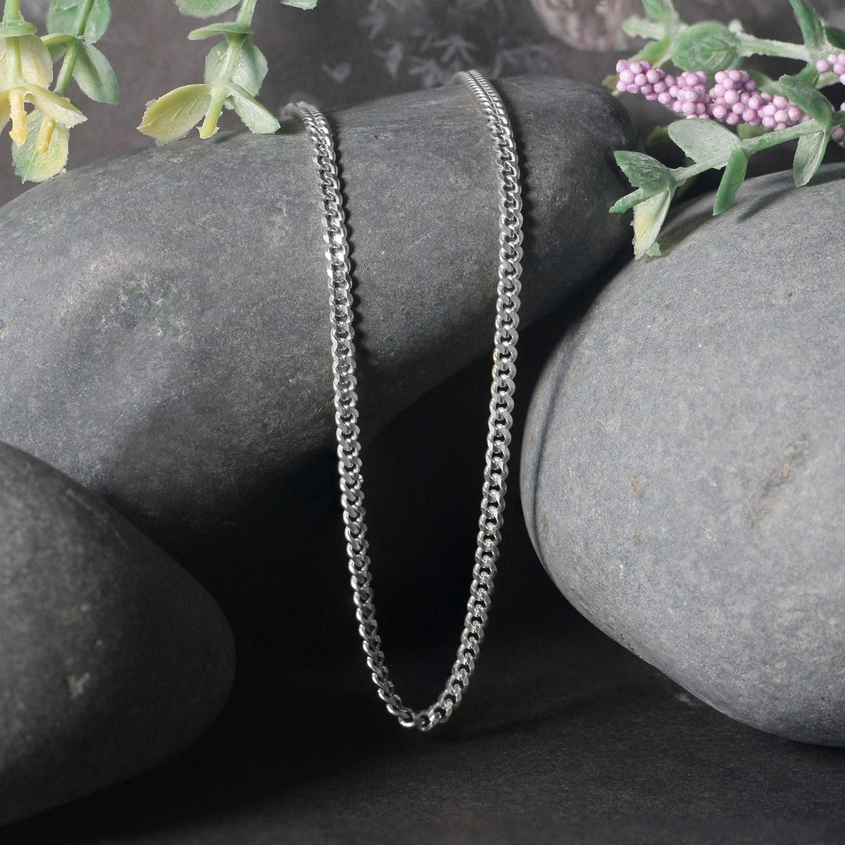 14K White Gold Gourmette Chain (2.80 mm) - LinkagejewelrydesignLinkagejewelrydesign