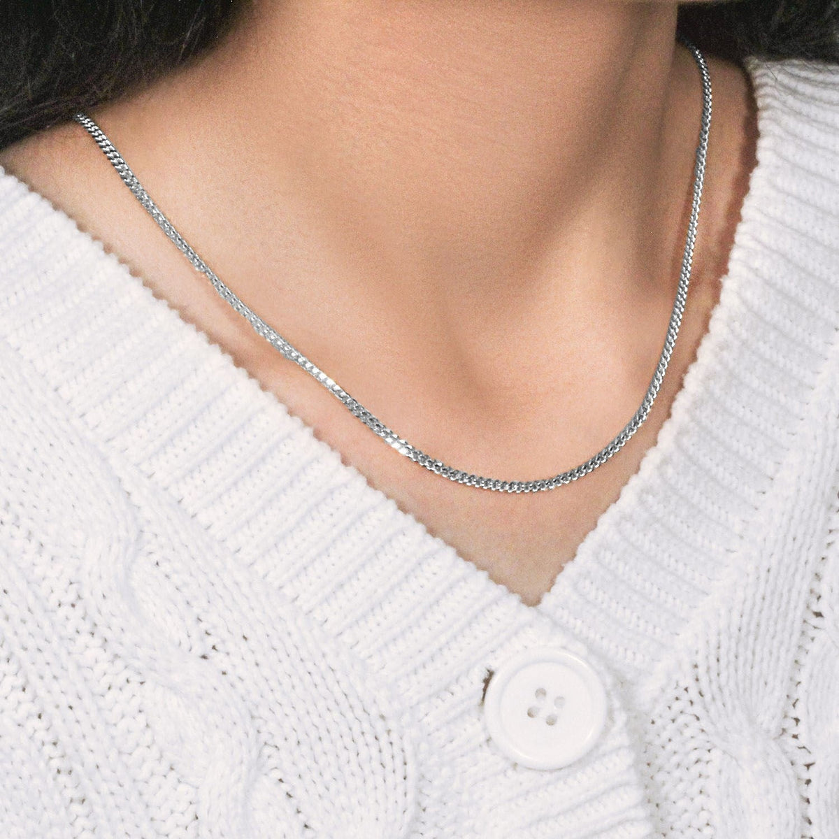 14K White Gold Gourmette Chain (2.80 mm) - LinkagejewelrydesignLinkagejewelrydesign