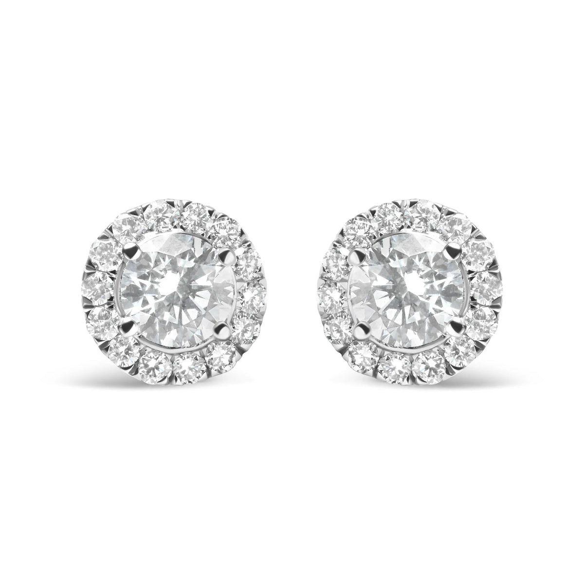 14K White Gold Lab Grown Diamond Solitaire Stud Earrings with Halo (2.00 Cttw, F - G Color, VS2 - SI1 Clarity - LinkagejewelrydesignLinkagejewelrydesign