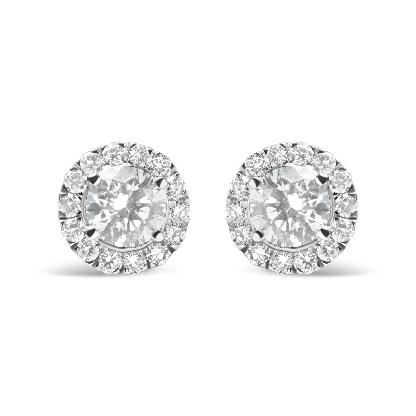 14K White Gold Lab Grown Diamond Solitaire Stud Earrings with Halo (2.00 Cttw, F - G Color, VS2 - SI1 Clarity - LinkagejewelrydesignLinkagejewelrydesign