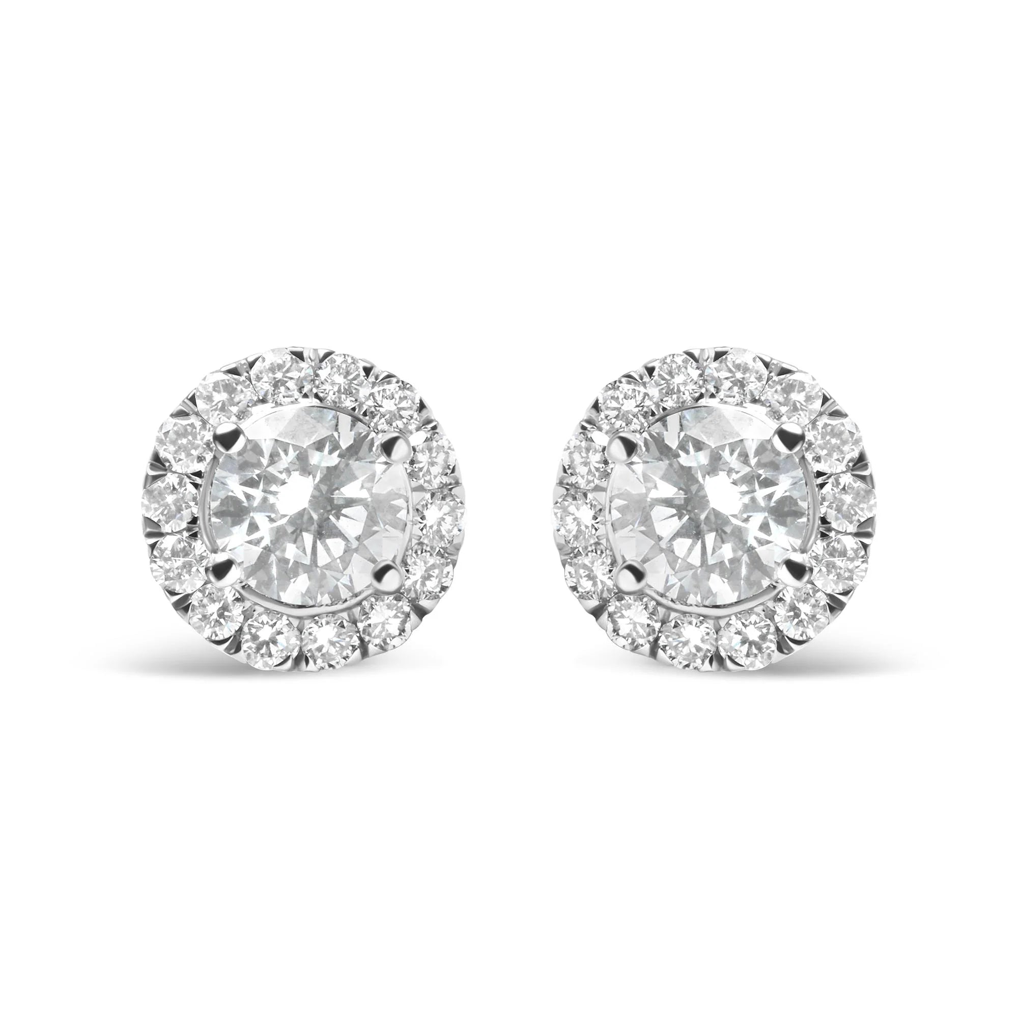 14K White Gold Lab Grown Diamond Solitaire Stud Earrings with Halo (2.00 Cttw, F - G Color, VS2 - SI1 Clarity - LinkagejewelrydesignLinkagejewelrydesign