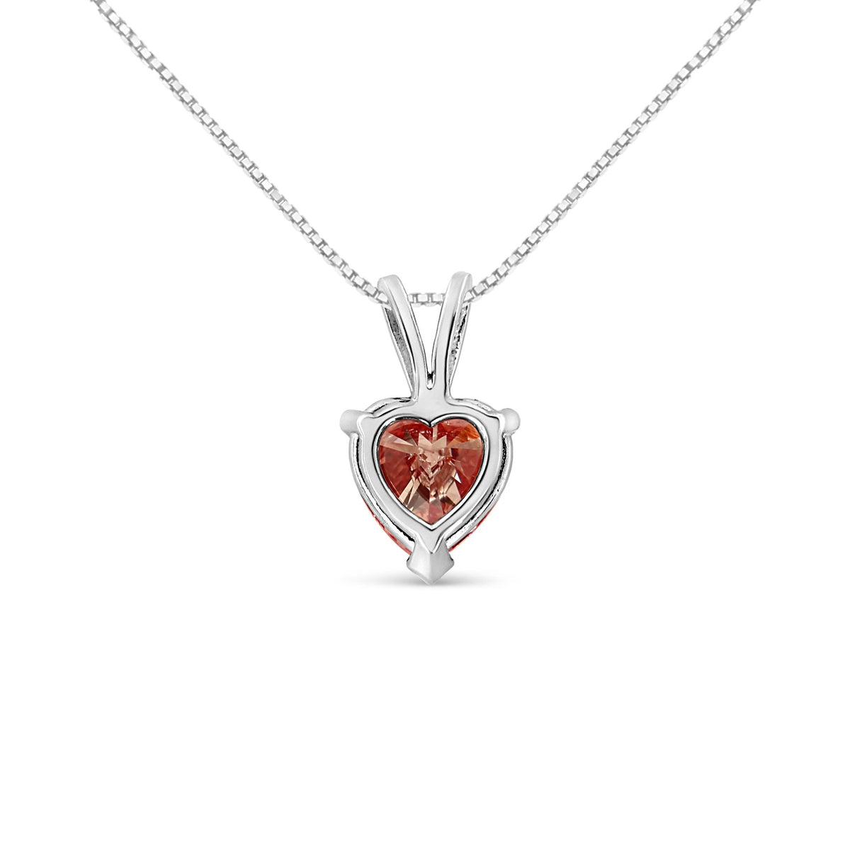 14K White Gold Martini - Set 1.00 Cttw Lab Grown Pink Heart Diamond Solitaire 18&quot; Pendant Necklace (Pink Color, VS2 - SI1 Clarity) - LinkagejewelrydesignLinkagejewelrydesign