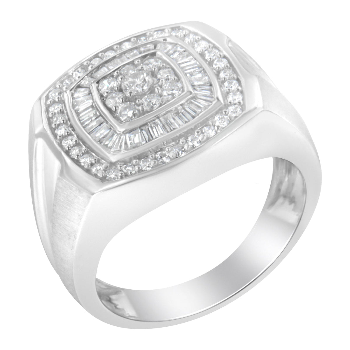 14K White Gold Men&#39;s Diamond Band Ring (1 cttw, H - I Color, SI1 - I2 Clarity) - LinkagejewelrydesignLinkagejewelrydesign
