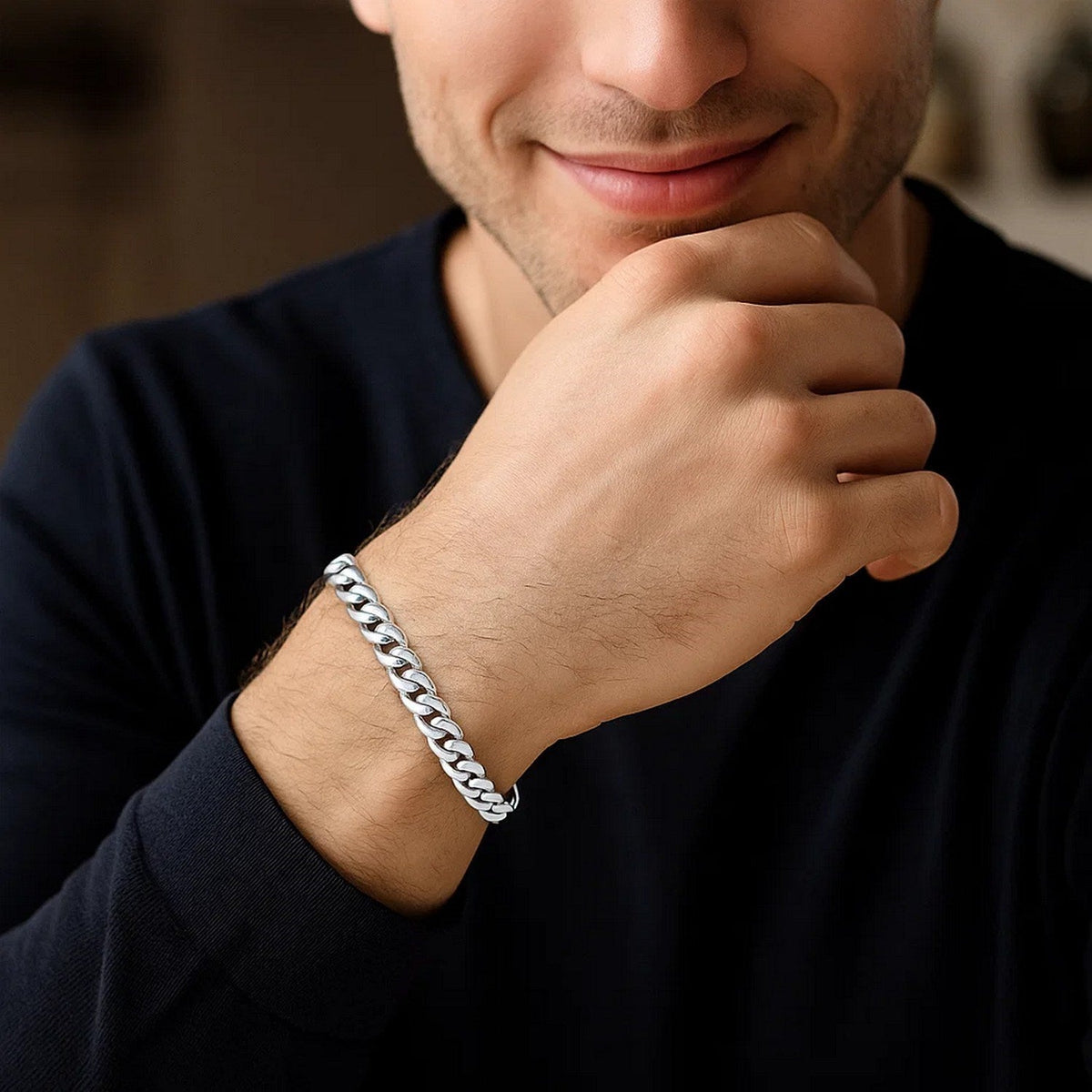 14k White Gold Miami Cuban Semi Solid Bracelet (5.50 mm) - LinkagejewelrydesignLinkagejewelrydesign