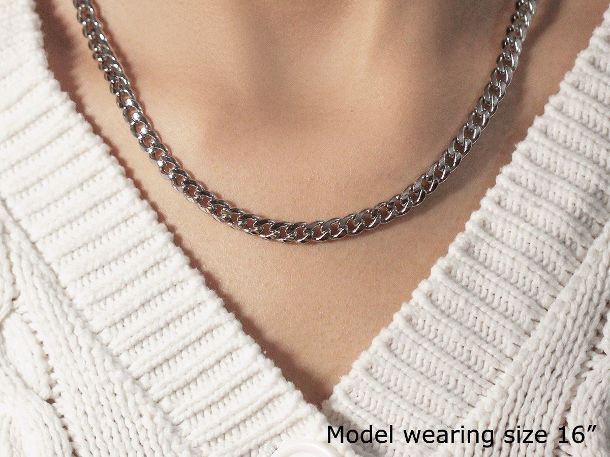 14k White Gold Miami Cuban Semi Solid Chain (5.50 mm) - LinkagejewelrydesignLinkagejewelrydesign