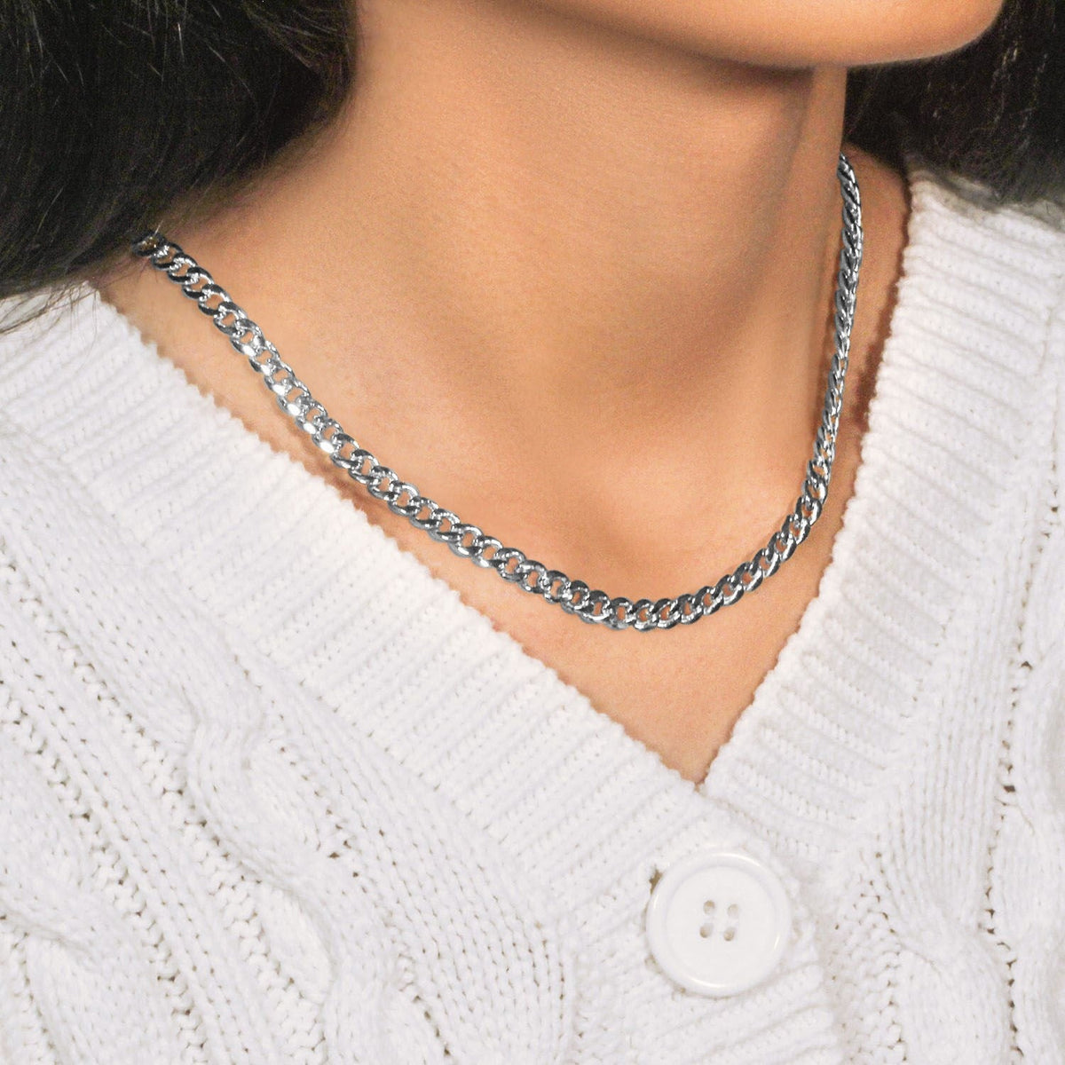 14k White Gold Miami Cuban Semi Solid Chain (5.50 mm) - LinkagejewelrydesignLinkagejewelrydesign