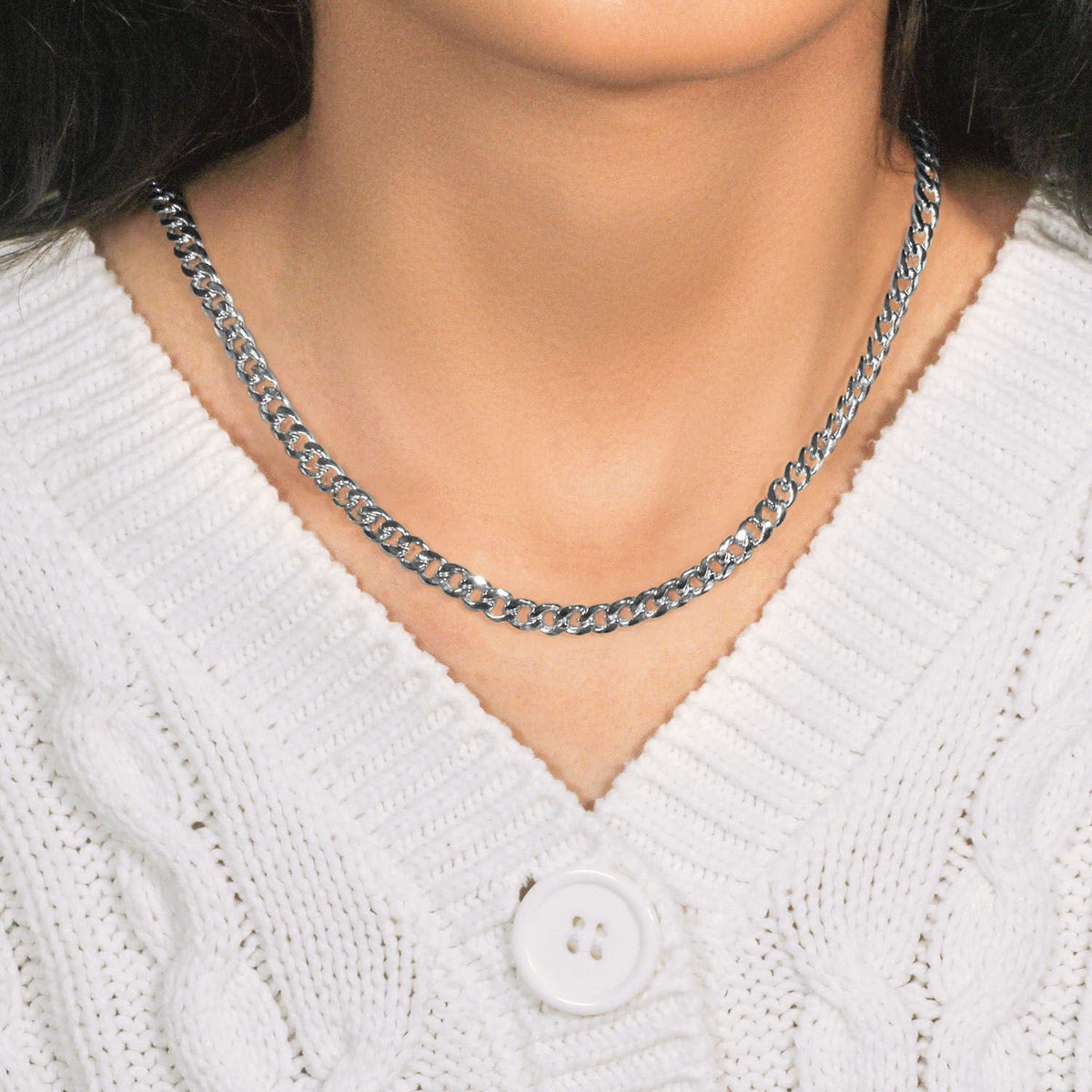 14k White Gold Miami Cuban Semi Solid Chain (5.50 mm) - LinkagejewelrydesignLinkagejewelrydesign