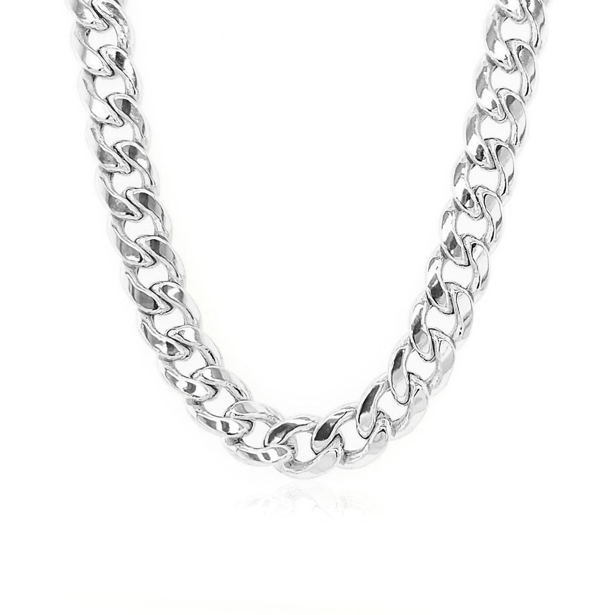 14K White Gold Miami Cuban Semi Solid Chain (7.00 mm) - LinkagejewelrydesignLinkagejewelrydesign