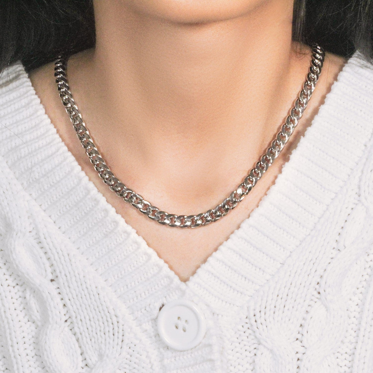 14K White Gold Miami Cuban Semi Solid Chain (7.00 mm) - LinkagejewelrydesignLinkagejewelrydesign