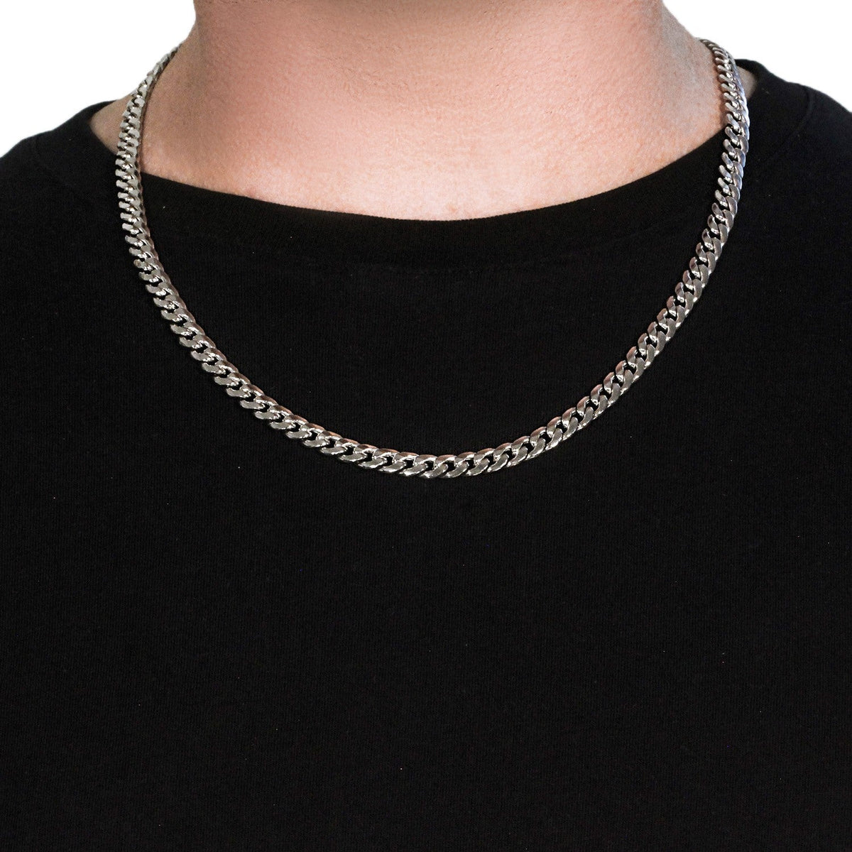 14K White Gold Miami Cuban Semi Solid Chain (7.00 mm) - LinkagejewelrydesignLinkagejewelrydesign