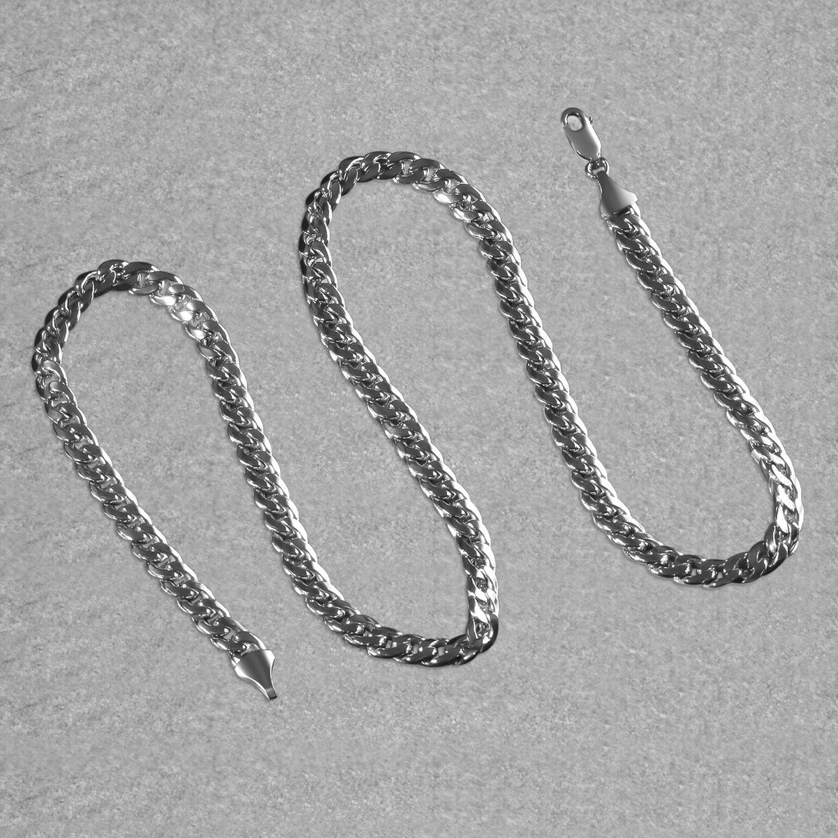 14K White Gold Miami Cuban Semi Solid Chain (7.00 mm) - LinkagejewelrydesignLinkagejewelrydesign