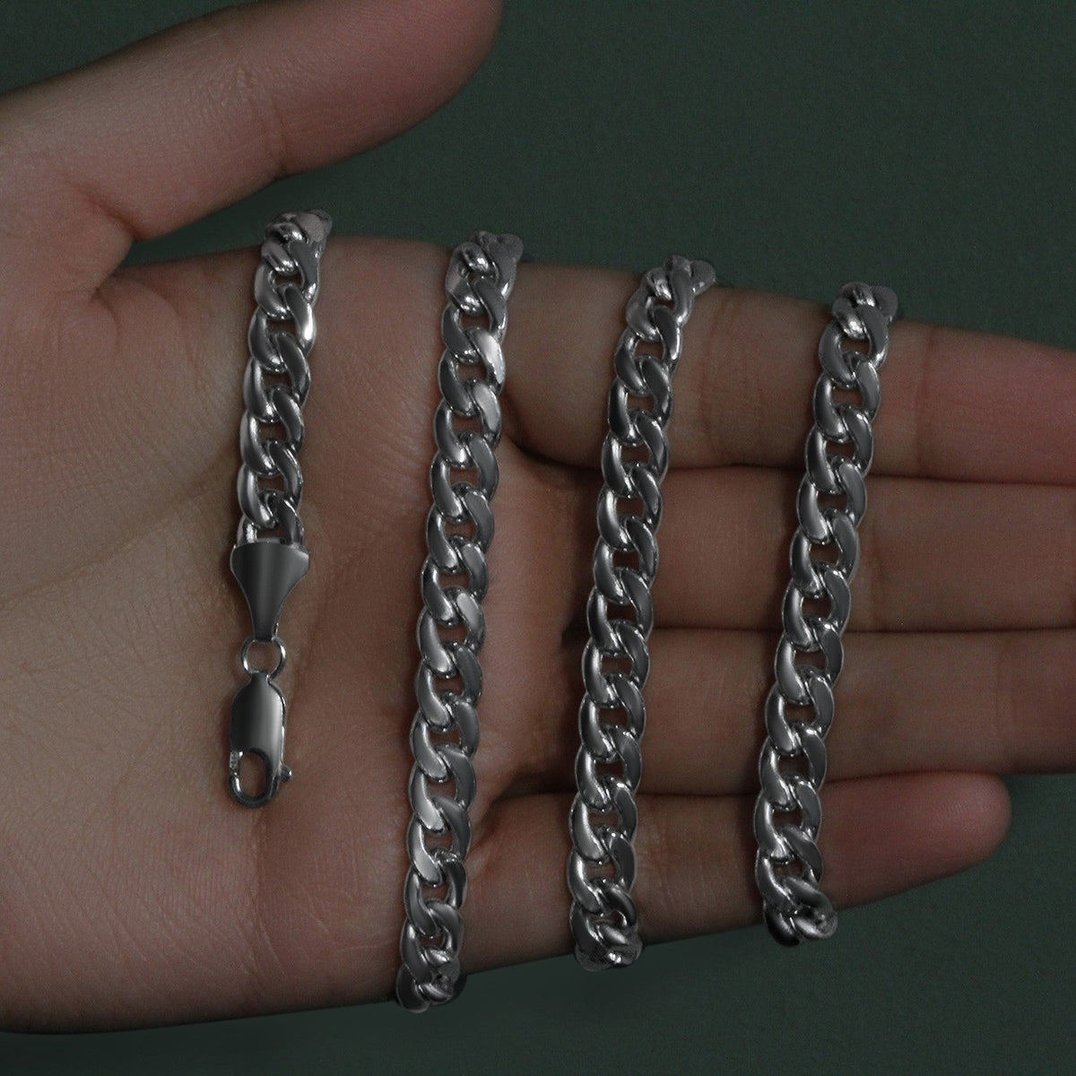 14K White Gold Miami Cuban Semi Solid Chain (7.00 mm) - LinkagejewelrydesignLinkagejewelrydesign