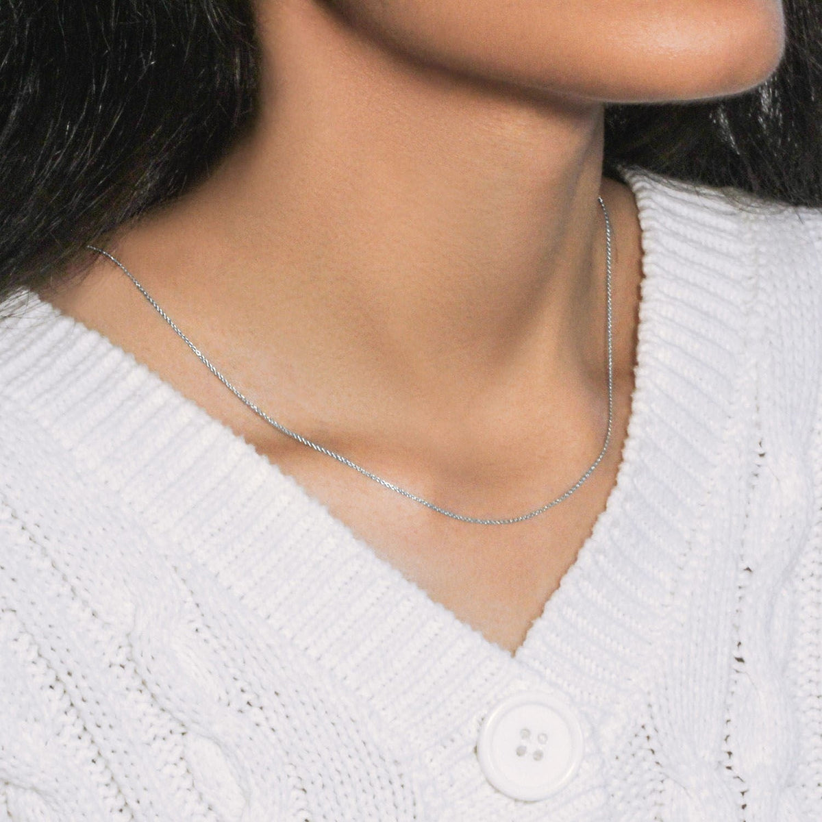 14k White Gold Oval Cable Link Chain 0.6mm - LinkagejewelrydesignLinkagejewelrydesign