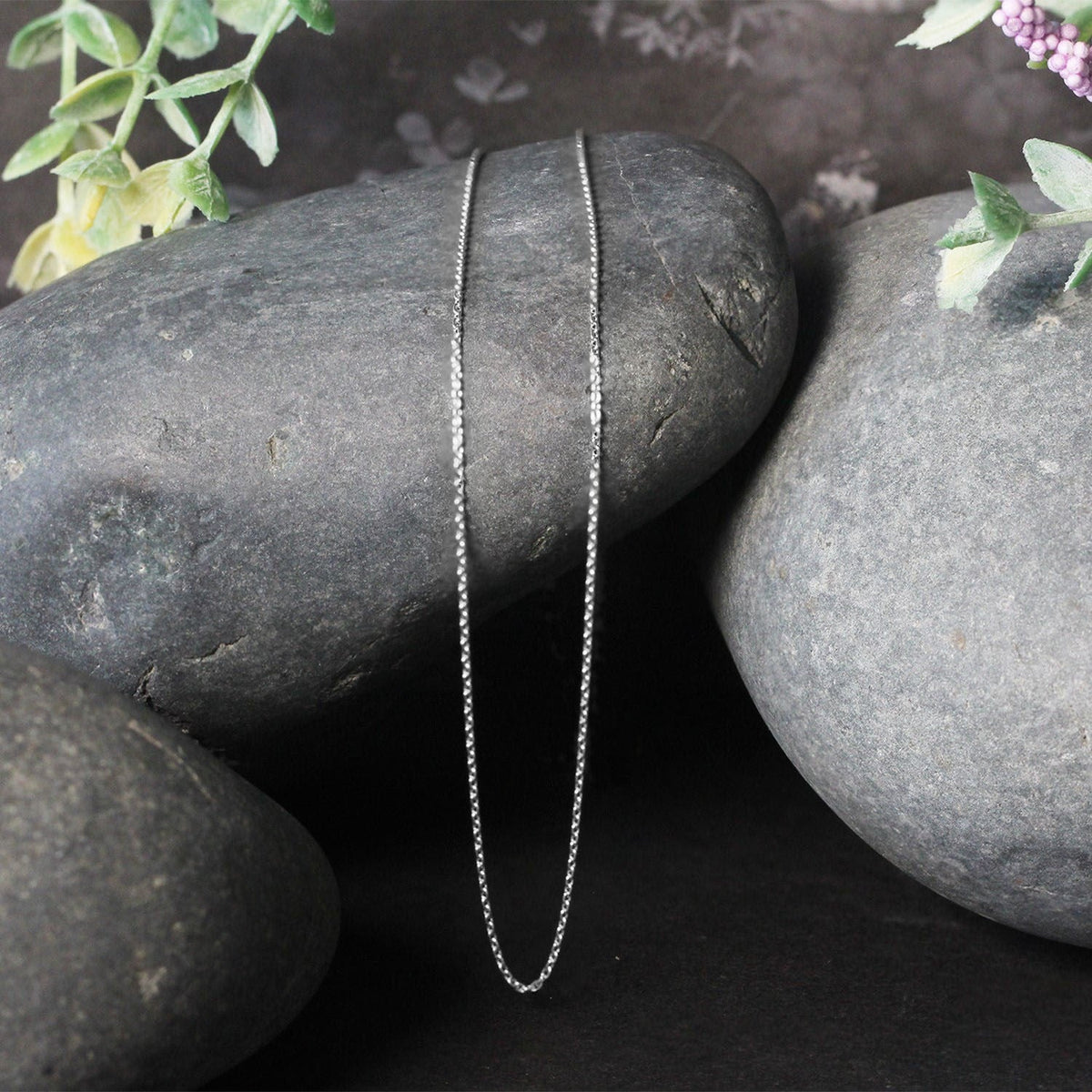 14k White Gold Oval Cable Link Chain 0.97mm - LinkagejewelrydesignLinkagejewelrydesign