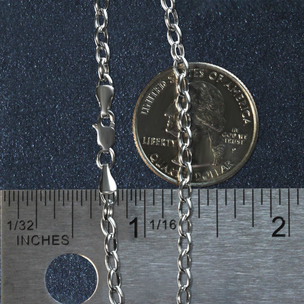 14k White Gold Oval Rolo Bracelet (3.20 mm) - LinkagejewelrydesignLinkagejewelrydesign