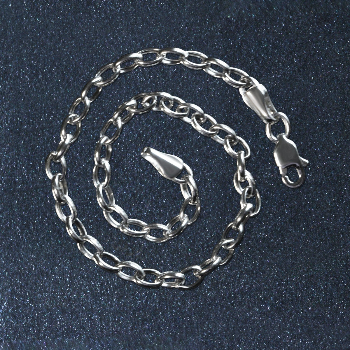 14k White Gold Oval Rolo Bracelet (3.20 mm) - LinkagejewelrydesignLinkagejewelrydesign