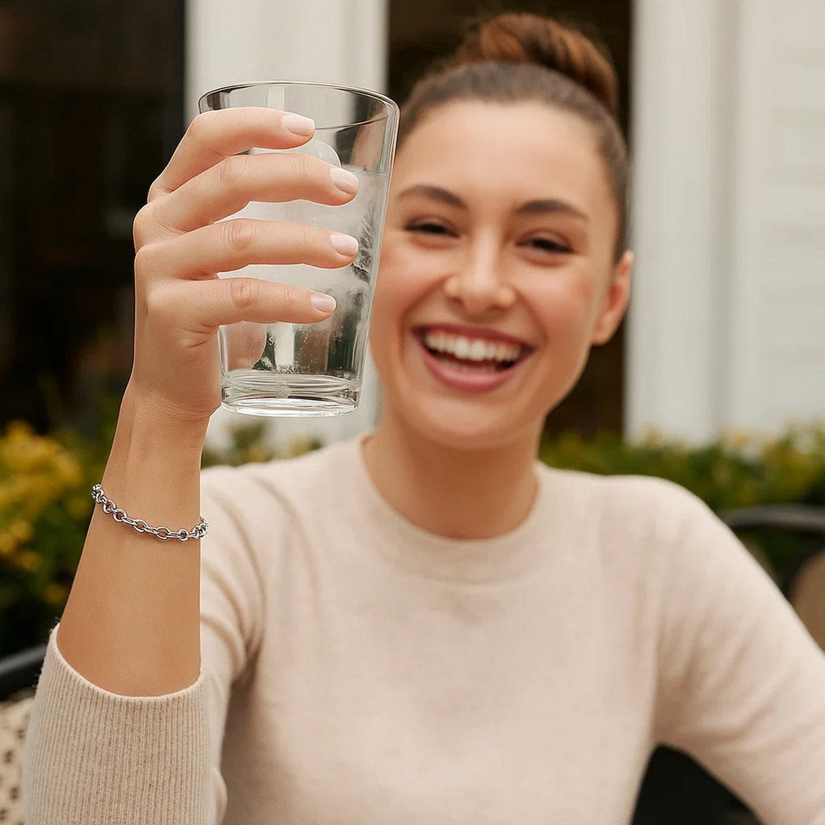 14k White Gold Oval Rolo Bracelet (4.60 mm) - LinkagejewelrydesignLinkagejewelrydesign