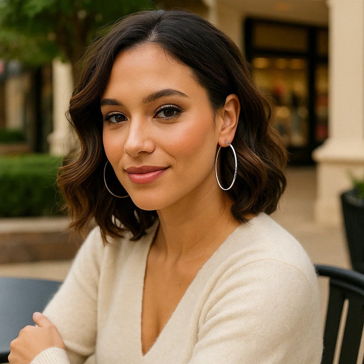 14k White Gold Polished Hoop Earrings (2x60mm) - LinkagejewelrydesignLinkagejewelrydesign