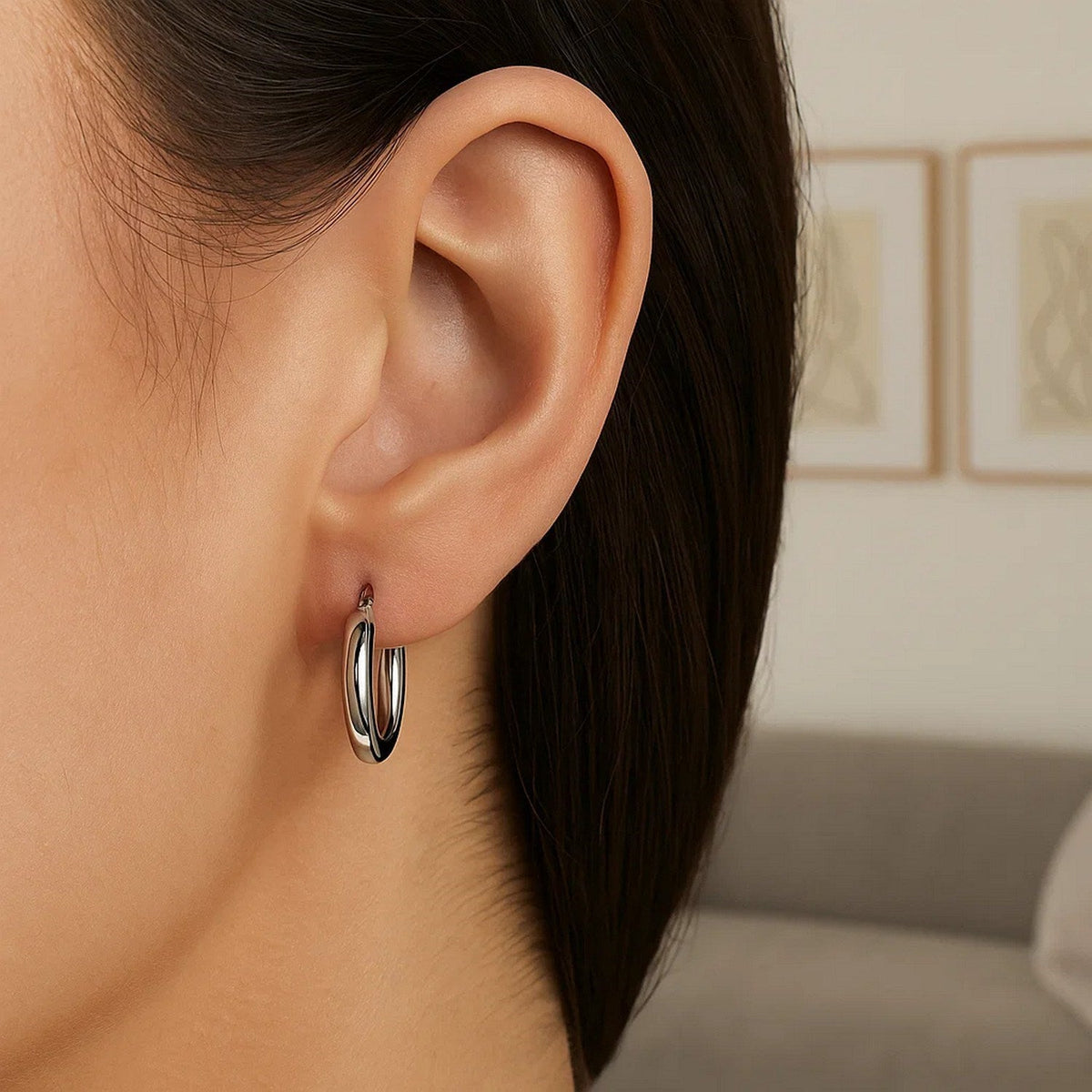 14k White Gold Polished Hoop Earrings (3x15mm) - LinkagejewelrydesignLinkagejewelrydesign