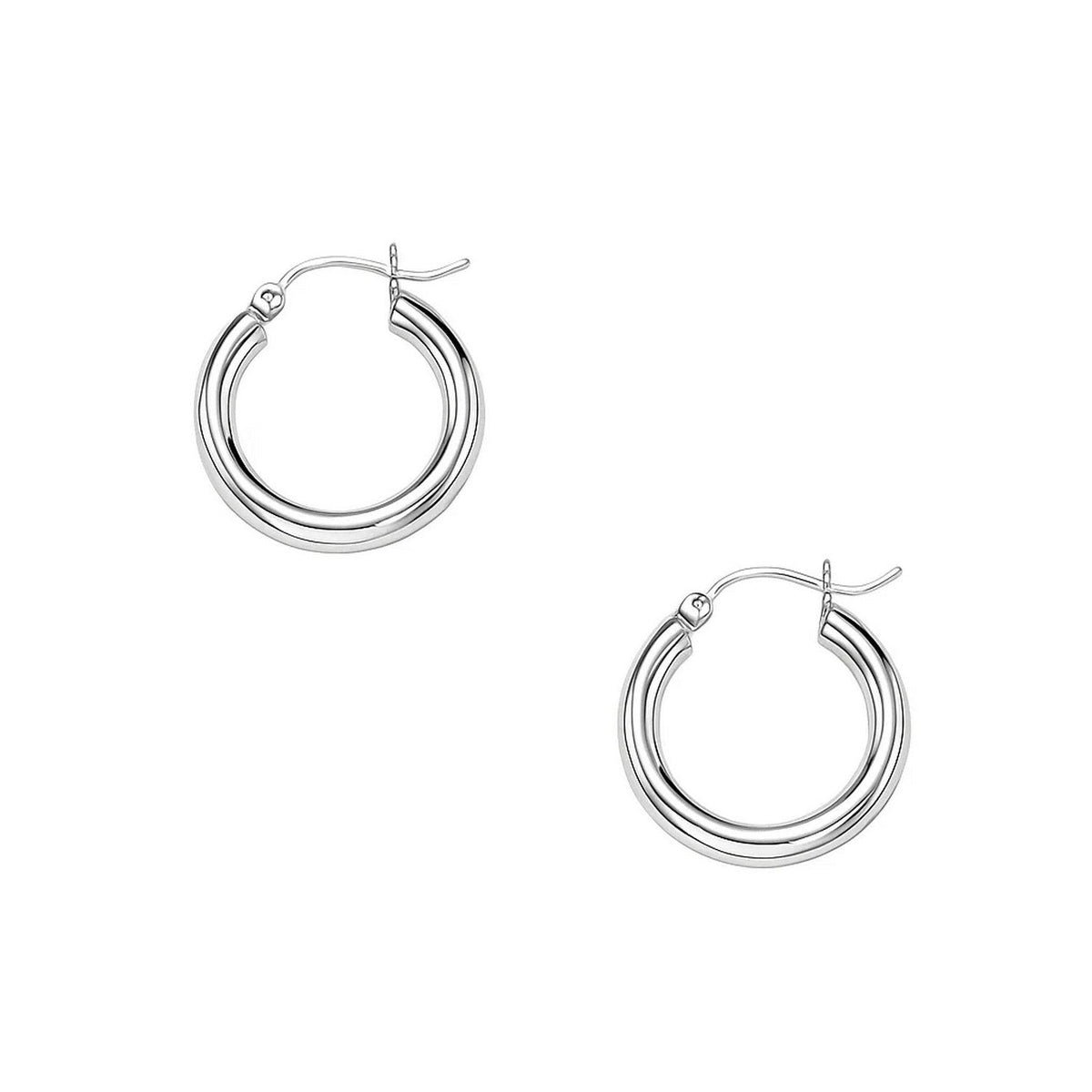 14k White Gold Polished Hoop Earrings (3x15mm) - LinkagejewelrydesignLinkagejewelrydesign