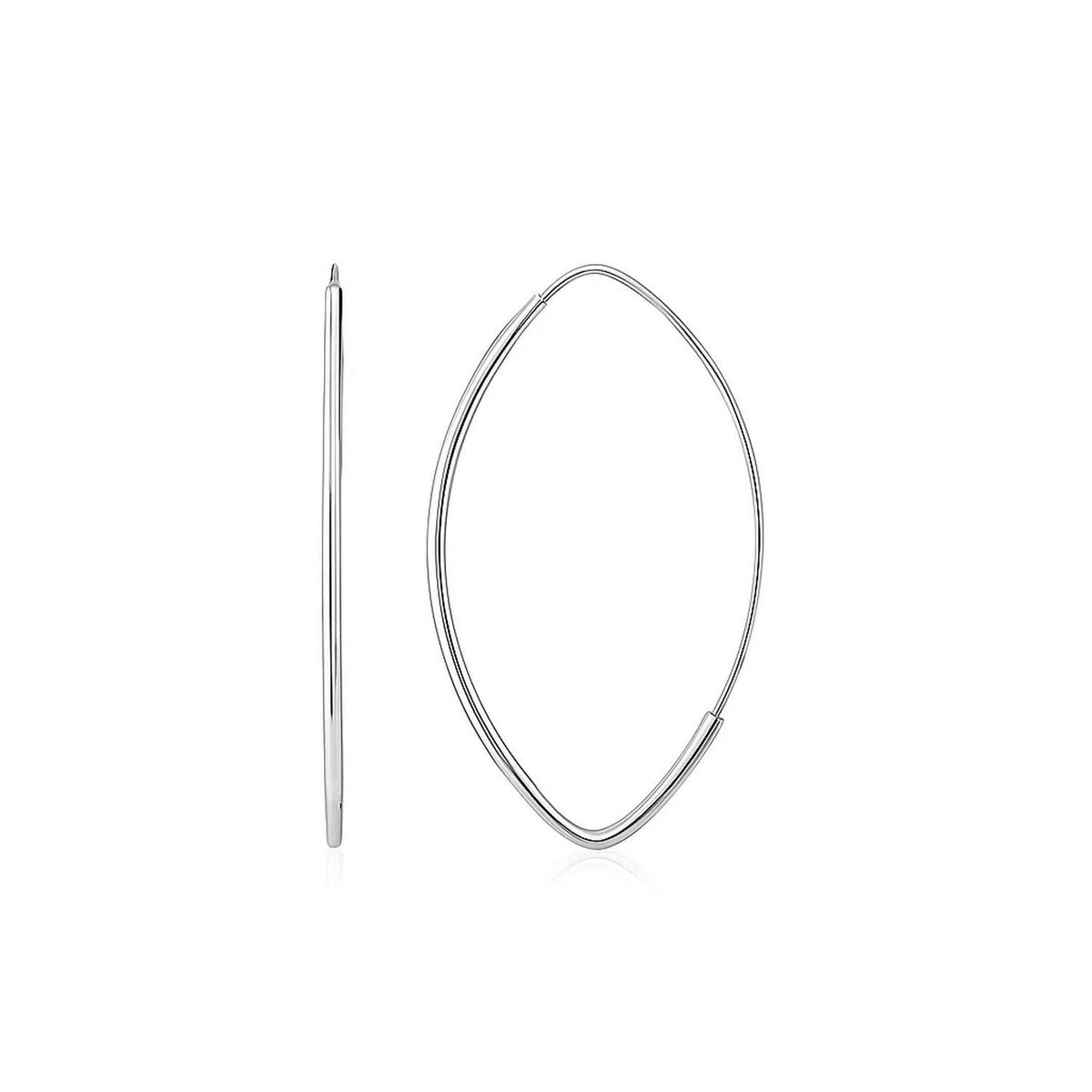 14k White Gold Polished Long Marquise Motif Earrings - LinkagejewelrydesignLinkagejewelrydesign