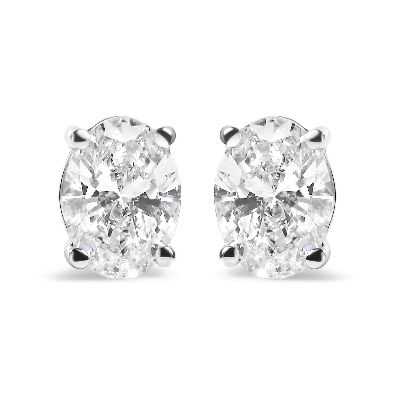 14K White Gold Prong Set Lab Grown Oval Diamond Solitaire Stud Earring (F - G Color, VS1 - VS2 Clarity) - LinkagejewelrydesignLinkagejewelrydesign