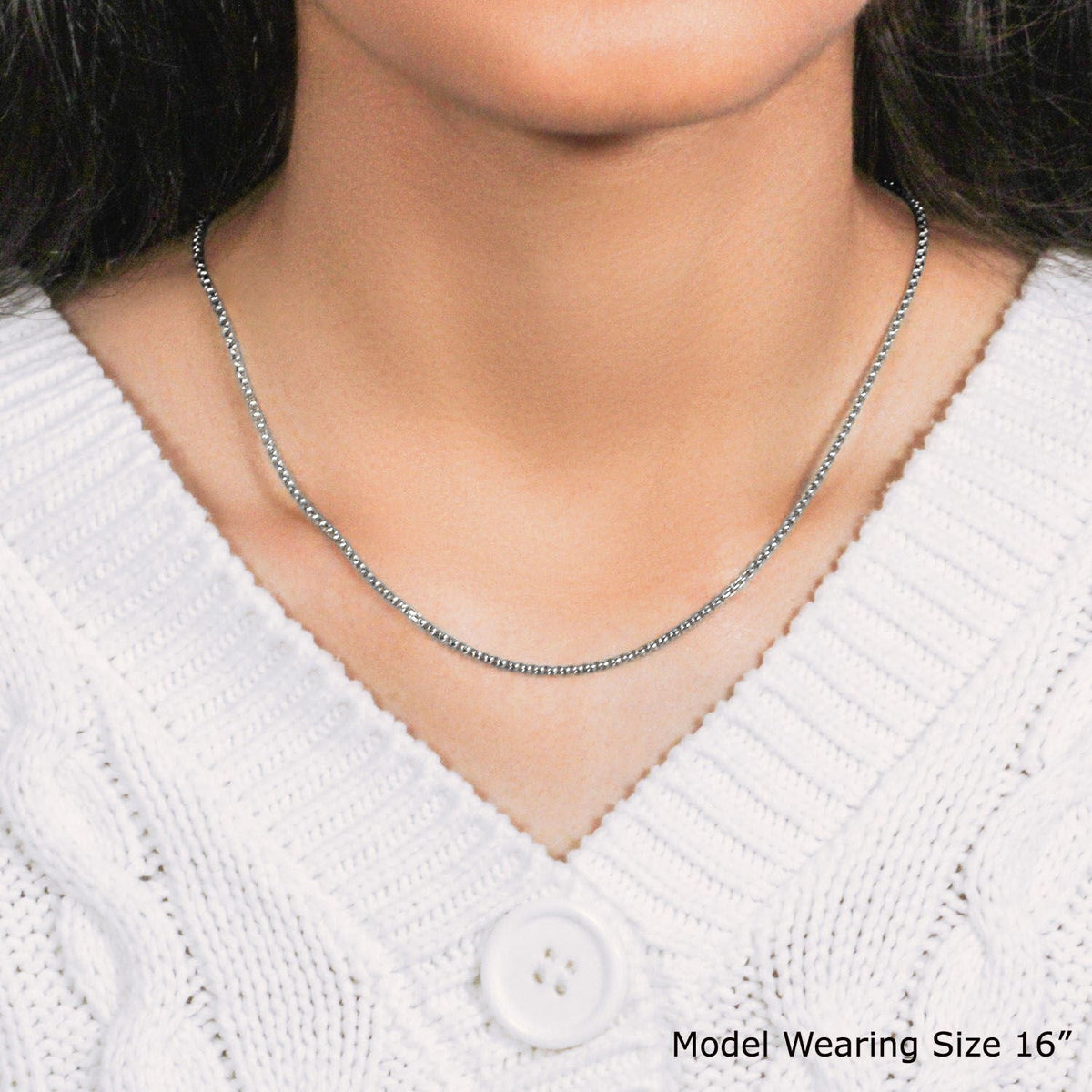 14k White Gold Round Box Chain 1.7mm - LinkagejewelrydesignLinkagejewelrydesign