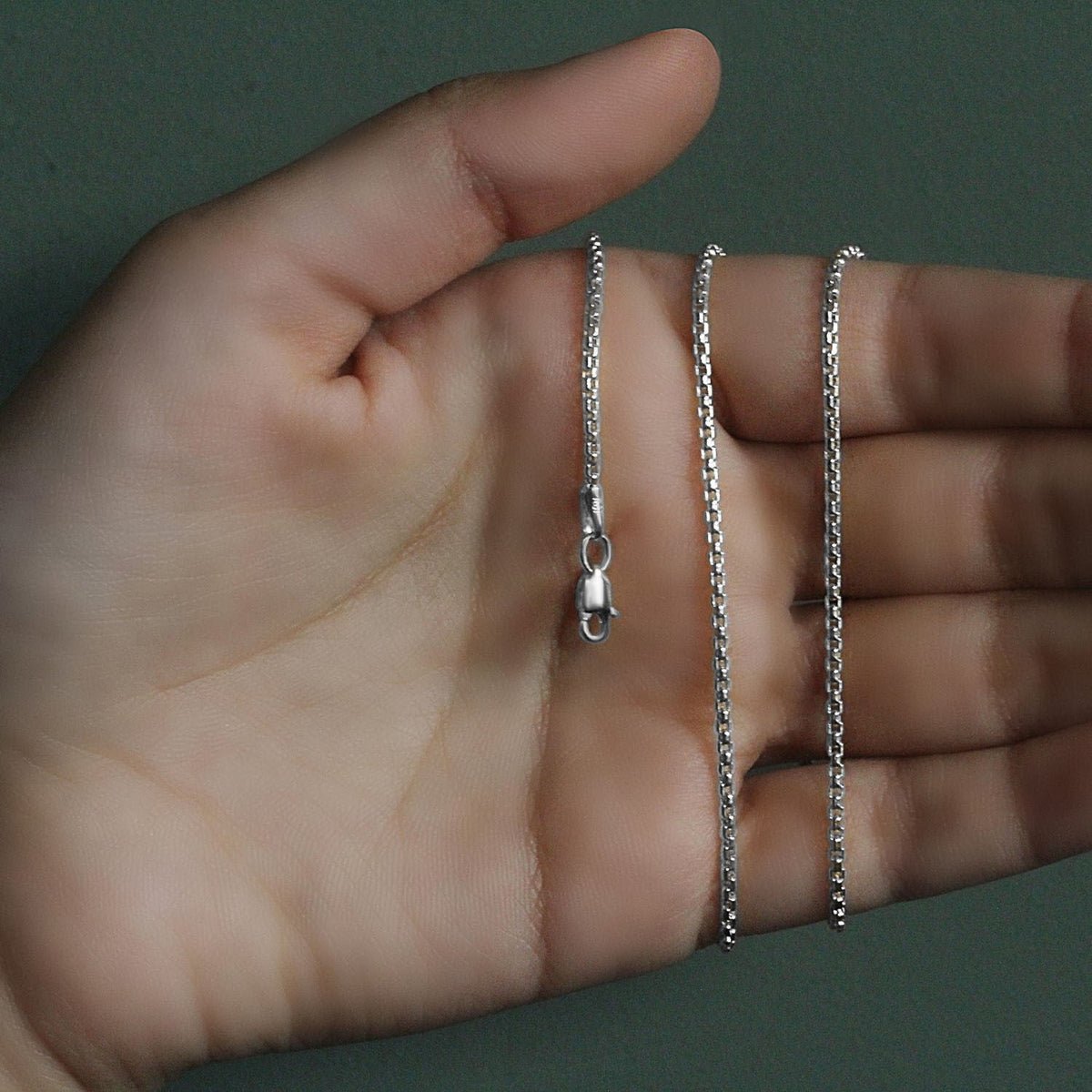 14k White Gold Round Box Chain 1.7mm - LinkagejewelrydesignLinkagejewelrydesign