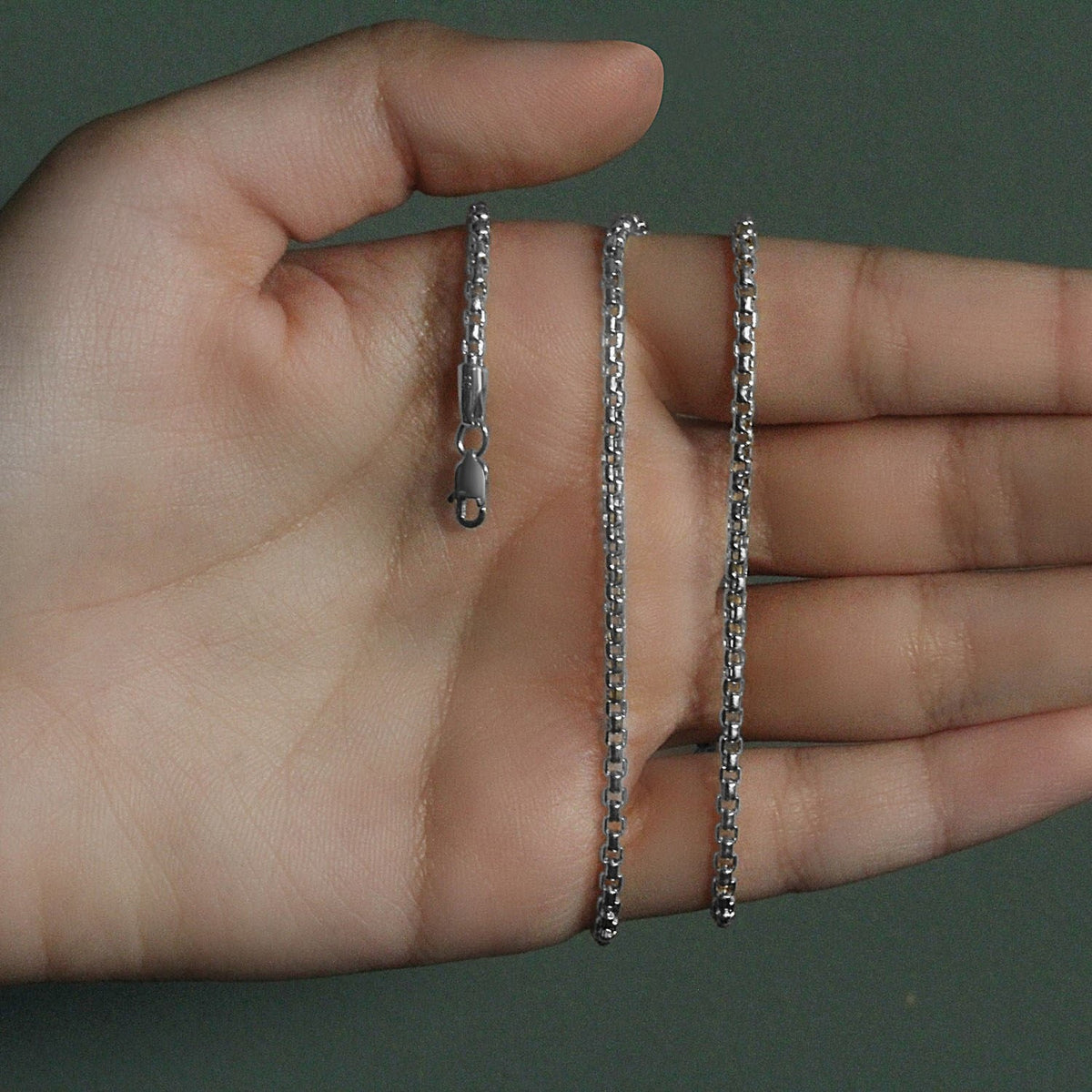 14k White Gold Round Box Chain (2.5 mm) - LinkagejewelrydesignLinkagejewelrydesign