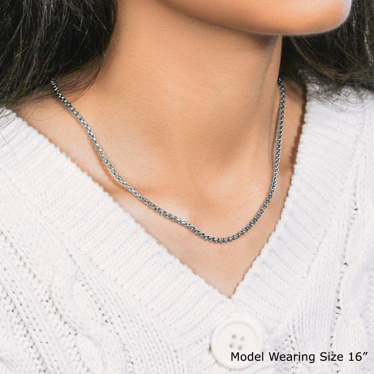 14k White Gold Round Box Chain (2.5 mm) - LinkagejewelrydesignLinkagejewelrydesign