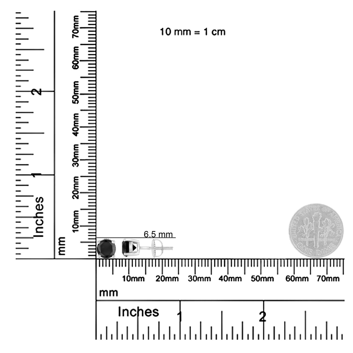 14K White Gold Round Brilliant - Cut Black Diamond Classic 4 - Prong Stud Earrings with Screw Backs (Fancy Color - Enhanced, I2 - I3 Clarity) - LinkagejewelrydesignLinkagejewelrydesign