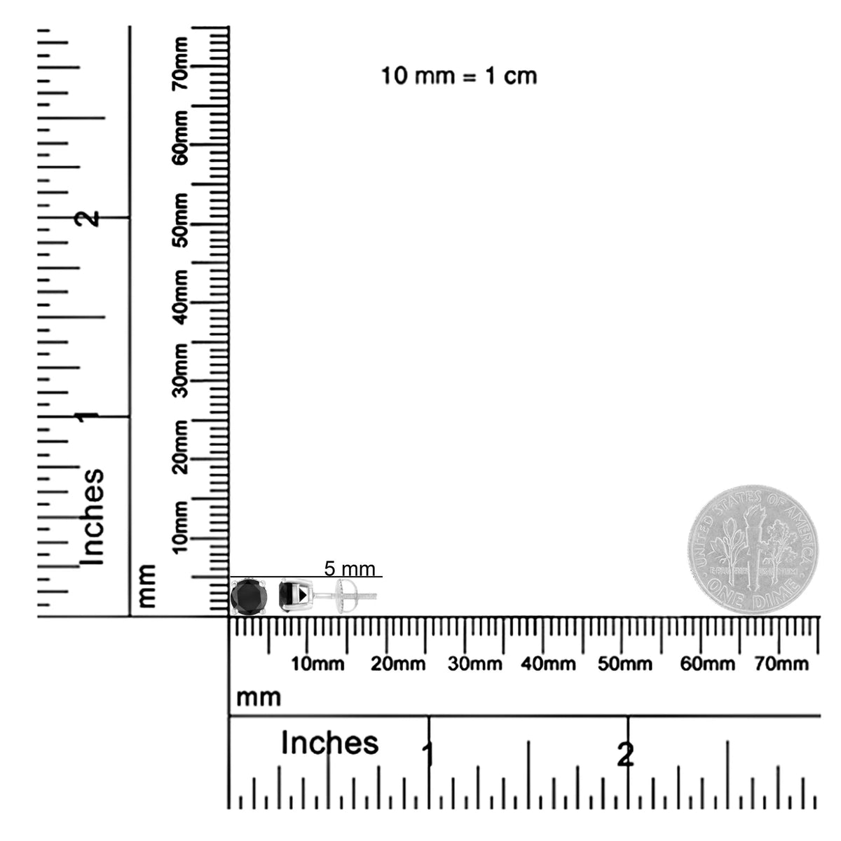 14K White Gold Round Brilliant - Cut Black Diamond Classic 4 - Prong Stud Earrings with Screw Backs (Fancy Color - Enhanced, I2 - I3 Clarity) - LinkagejewelrydesignLinkagejewelrydesign