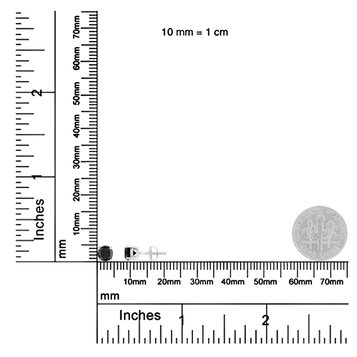 14K White Gold Round Brilliant - Cut Black Diamond Classic 4 - Prong Stud Earrings with Screw Backs (Fancy Color - Enhanced, I2 - I3 Clarity) - LinkagejewelrydesignLinkagejewelrydesign